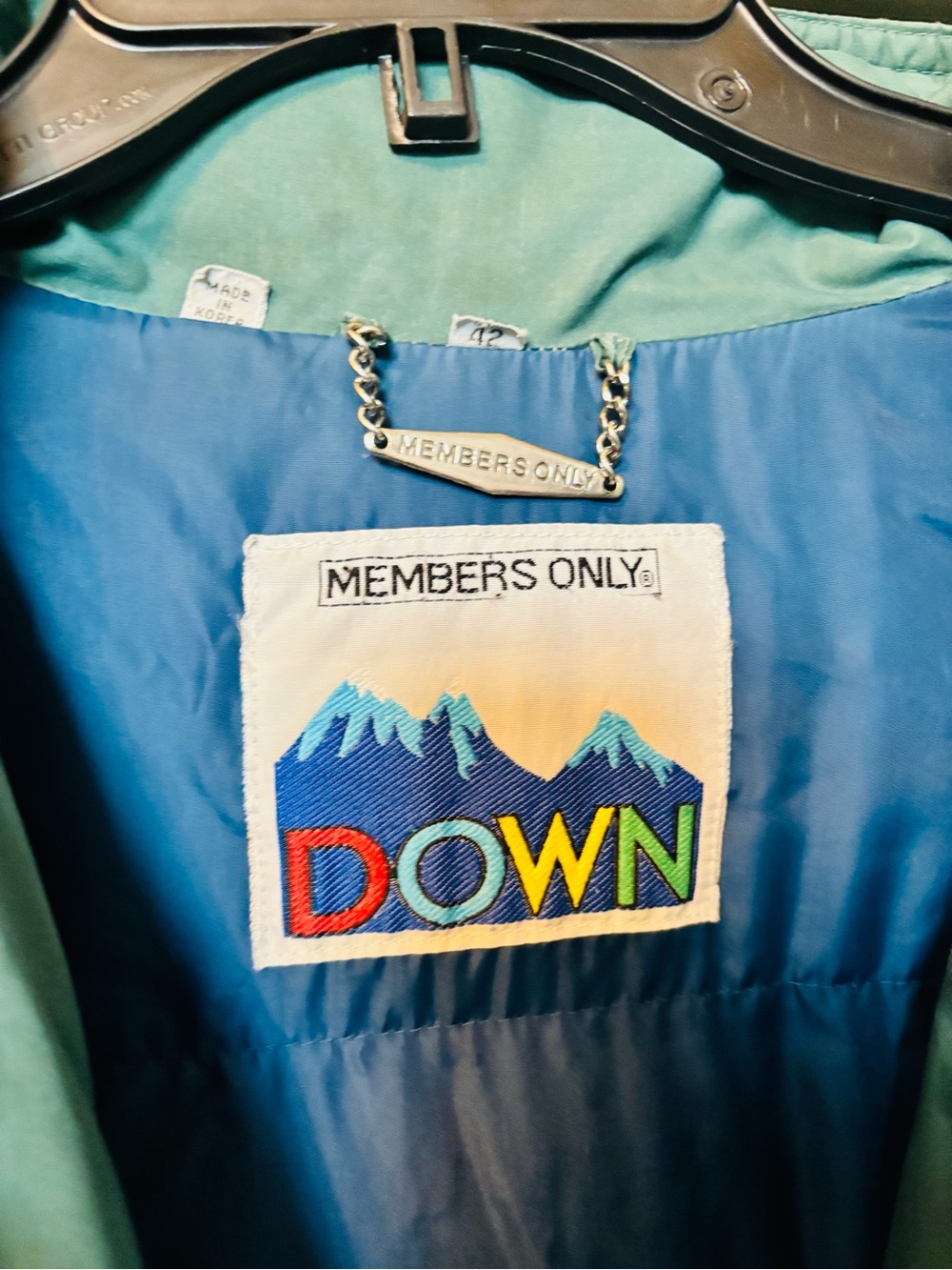 Vintage 80s 90s Members Only DOWN Puffer Jacket Colorblock Bomber Ski Coat XL